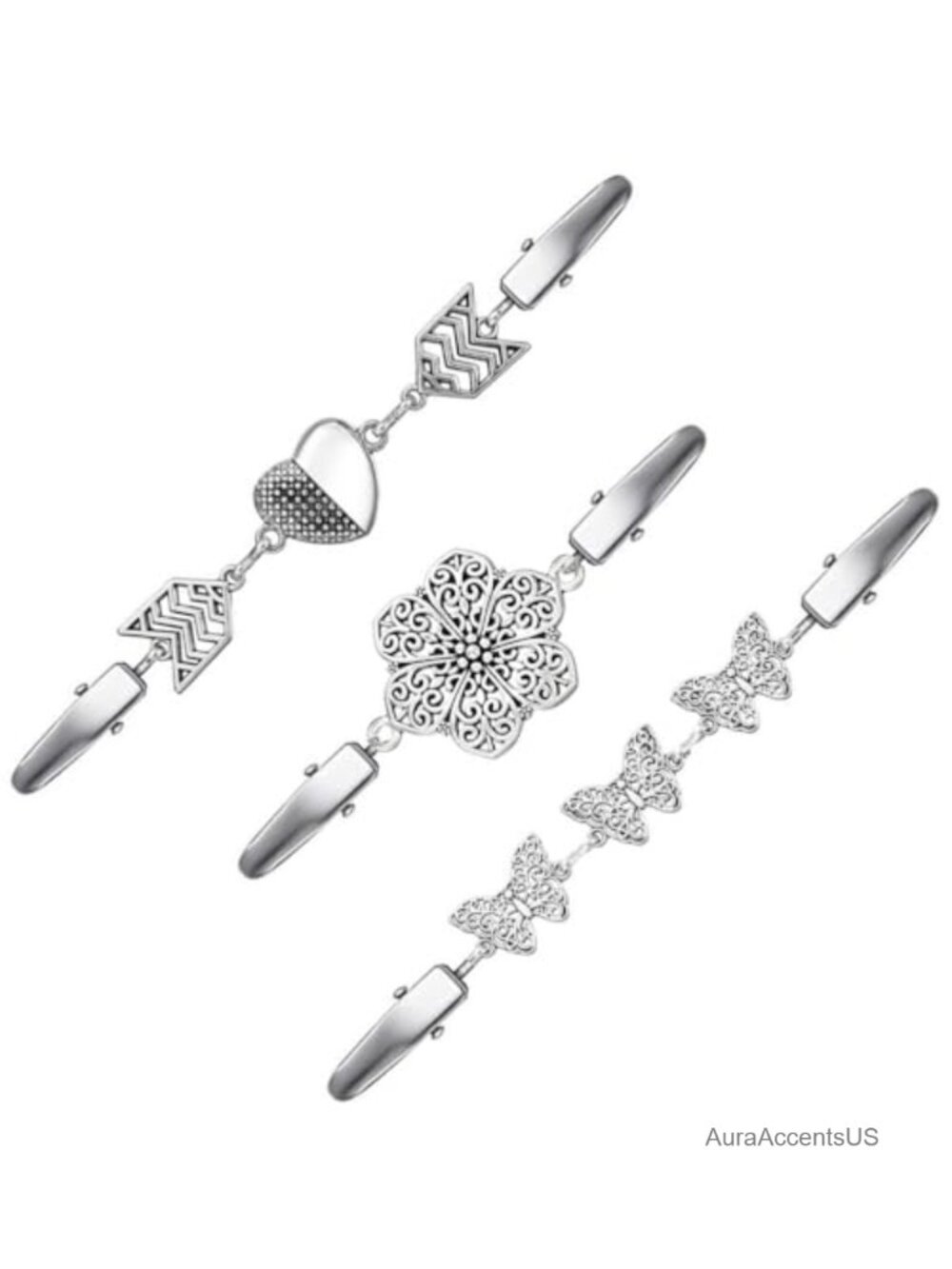 Vintage Sweater Clips Brooch Pins for Women - Zinc Alloy Shirt Collar Clips